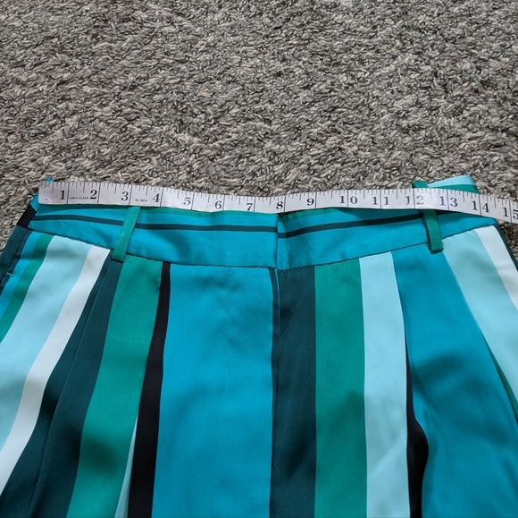 NWT Worthington Blue Green Striped Satin Wide Leg Mid Rise Professional Pant 4 - Picture 13 of 13